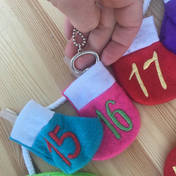 NEW! Advent Calendar Multicolor Stockings Reusable - Picture 6 of 7